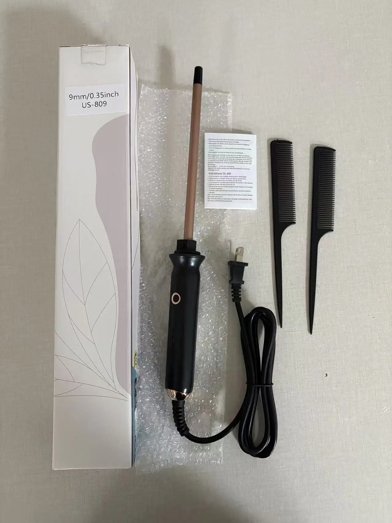 Professional 9mm Curling Wand Set with 2 Combs US Plug Fast Heating Hair Curler for Long-Lasting Salon-Style Curls Home Use 261027 - view 3