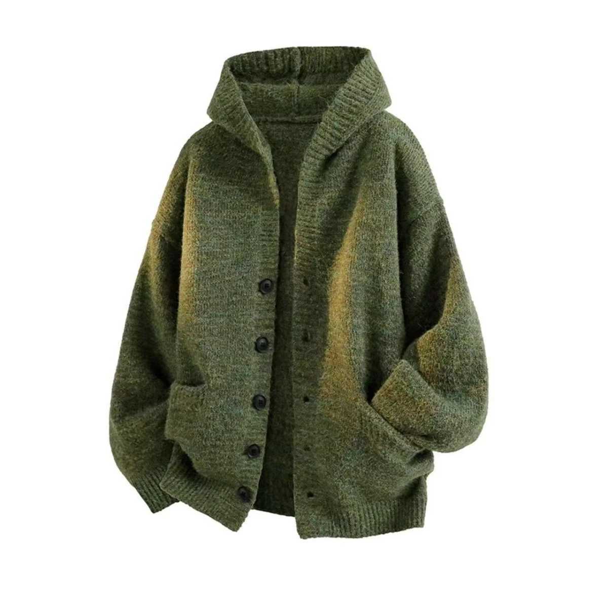 Men's Sweaters American Hooded Open Cardigan Sweater Men's Autumn Winter New Lazy Style Loose Knitted Outerwear Trendy H261026 - view 6