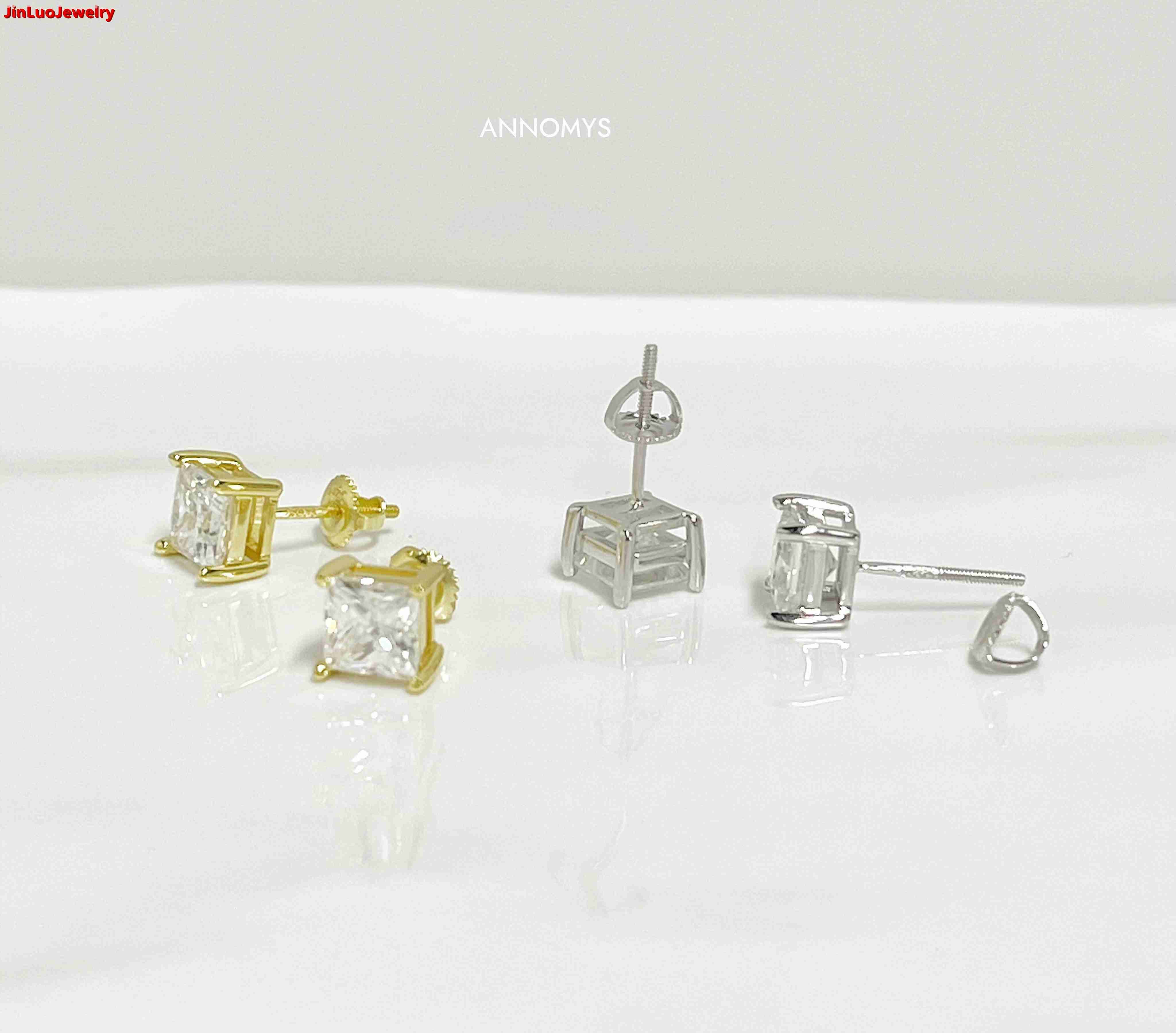 1CT 2CT Princess Cut Stud Earrings for Women S925 Silver with Moissanite diamond Princess Shape GRA Certificate Fine Jewelry