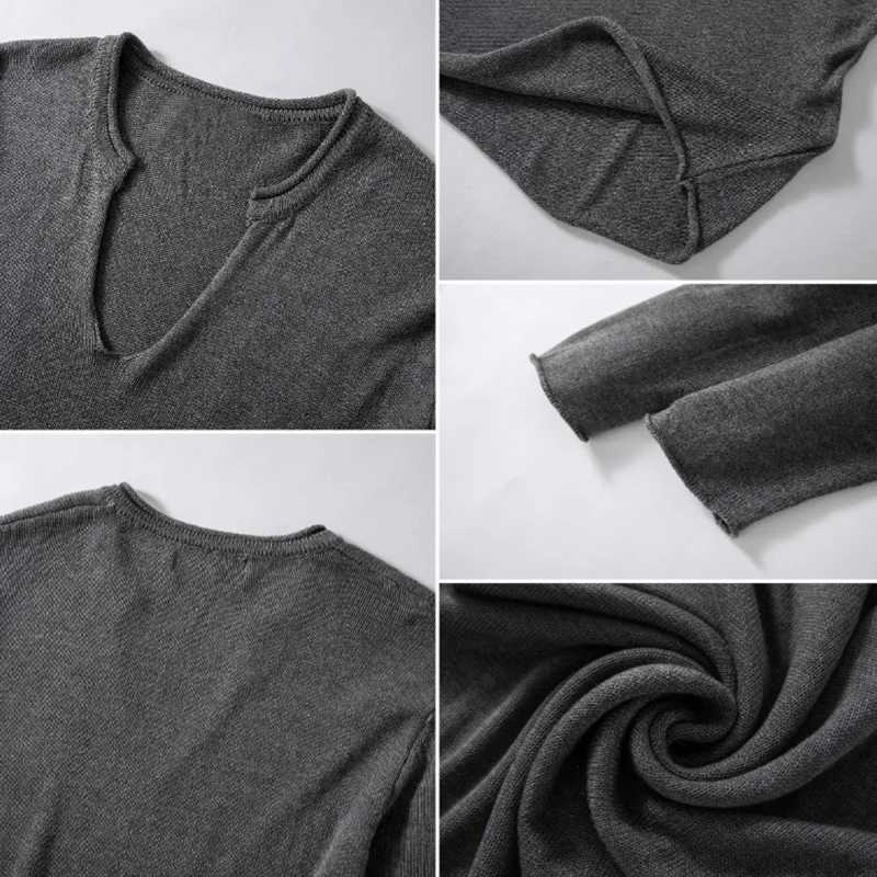 Men's Sweaters Men V Neck Knit Long sleeve Solid Color Fitness Sweater Casual Thin Pullover Autumn American Fashion Basic Knitwear M-3XL H261026 - view 5
