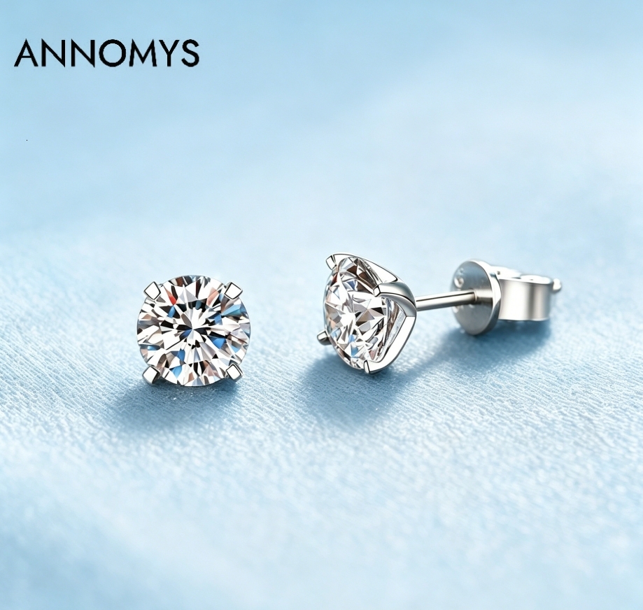Latest Edition Trendy Moissanite 1-3CT Brilliant Cut Stud Earrings Women S925 Silver Rhodium Plated Claw Setting GRA Certified - view 3