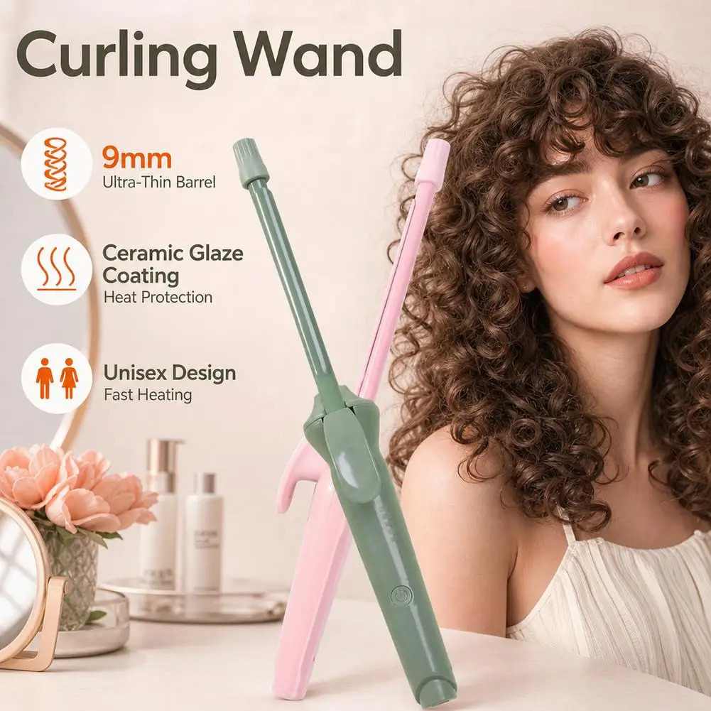 9mm Ultra Thin Ceramic Curling Wand Constant Temperature Curling Iron Fast Heating for Teddy Wool Curls Short Hair Bangs Styling 261027 - view 4