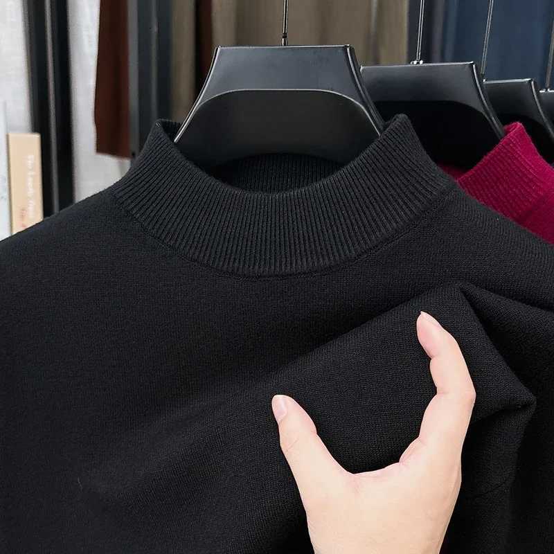 Men's Sweaters Soft Knit Men Mock Neck Longsleeve Sweater SolidColor Plain Pullover Casual Business Knitwear for Men H261026 - view 3
