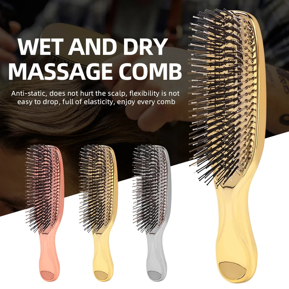 Massage Comb Fine Air Cushion Comb with Electroplated Crafted Wet And Dry Hair Comb Cleansing Massage Scalp Upscale For Woman 261027