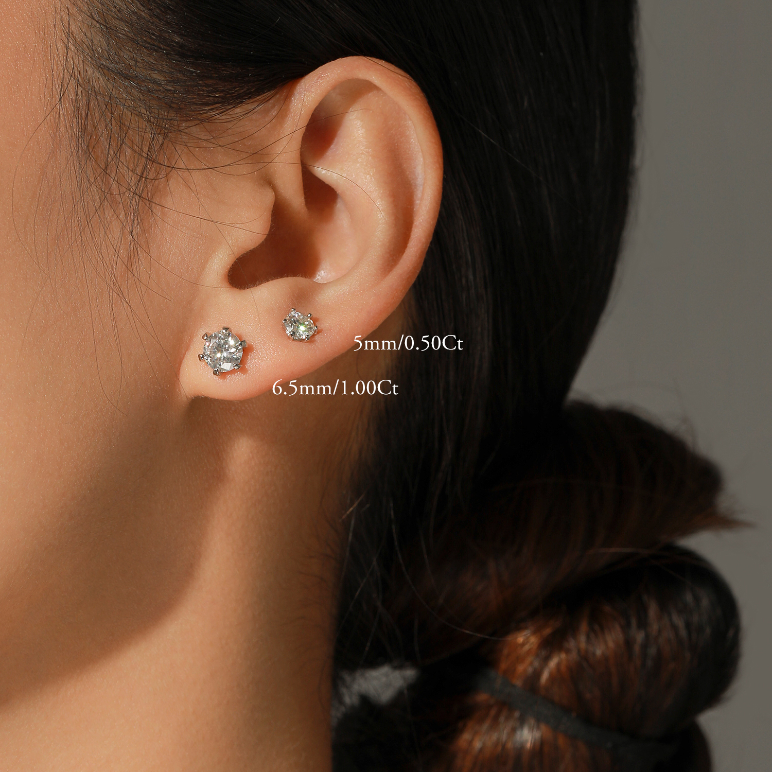 925 Sterling Silver Sparkling Wedding Platinum Plated Ear Studs for Women 1 ct D Color Moissanite Stud Earrings - view 3