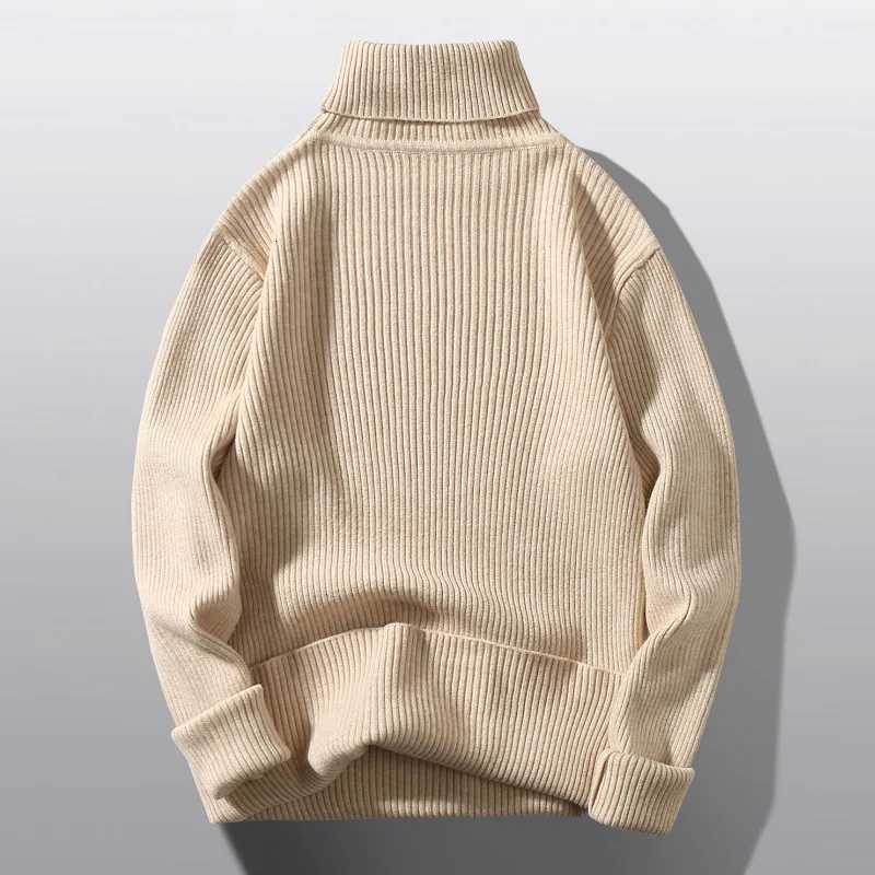 Men's Sweaters Men Thick Vertical Ribbed Turtleneck Sweater Soft Warm Knitted Pullover Solid Color Loose Fit Long sleeve Pullover Sweater H261026 - view 3