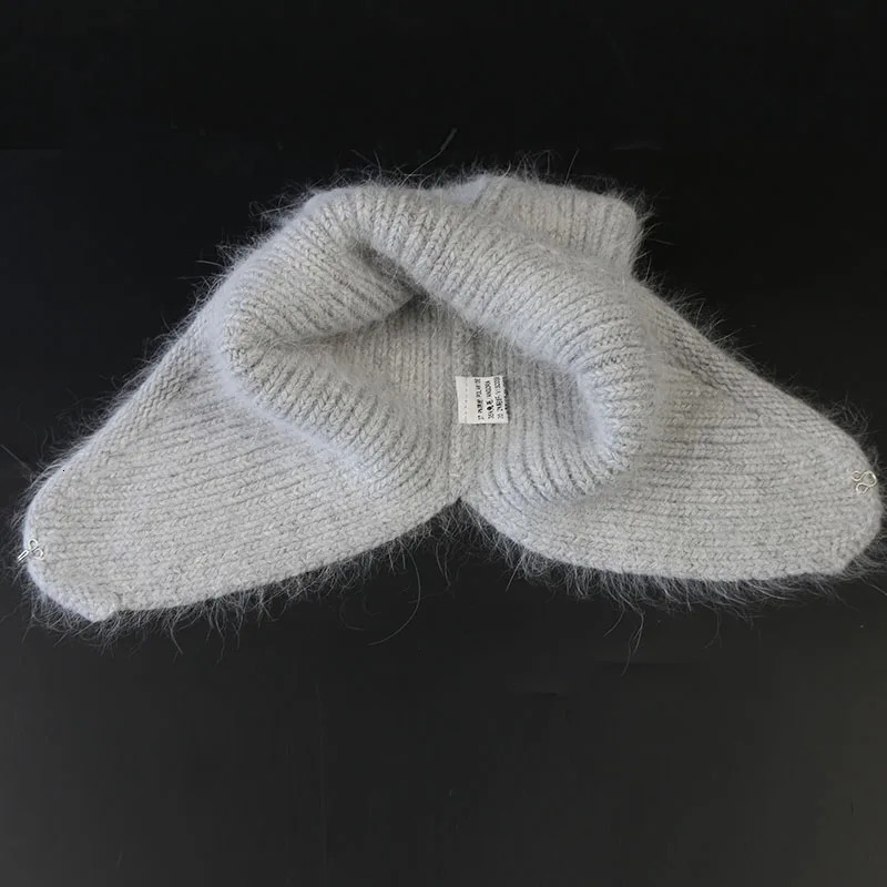 angora knitted hat rabbit fur beanies for women cold warm thick knit fluffy Earflap Russian Hat Outdoor Skiing Ushanka Trapper 261022 - view 6