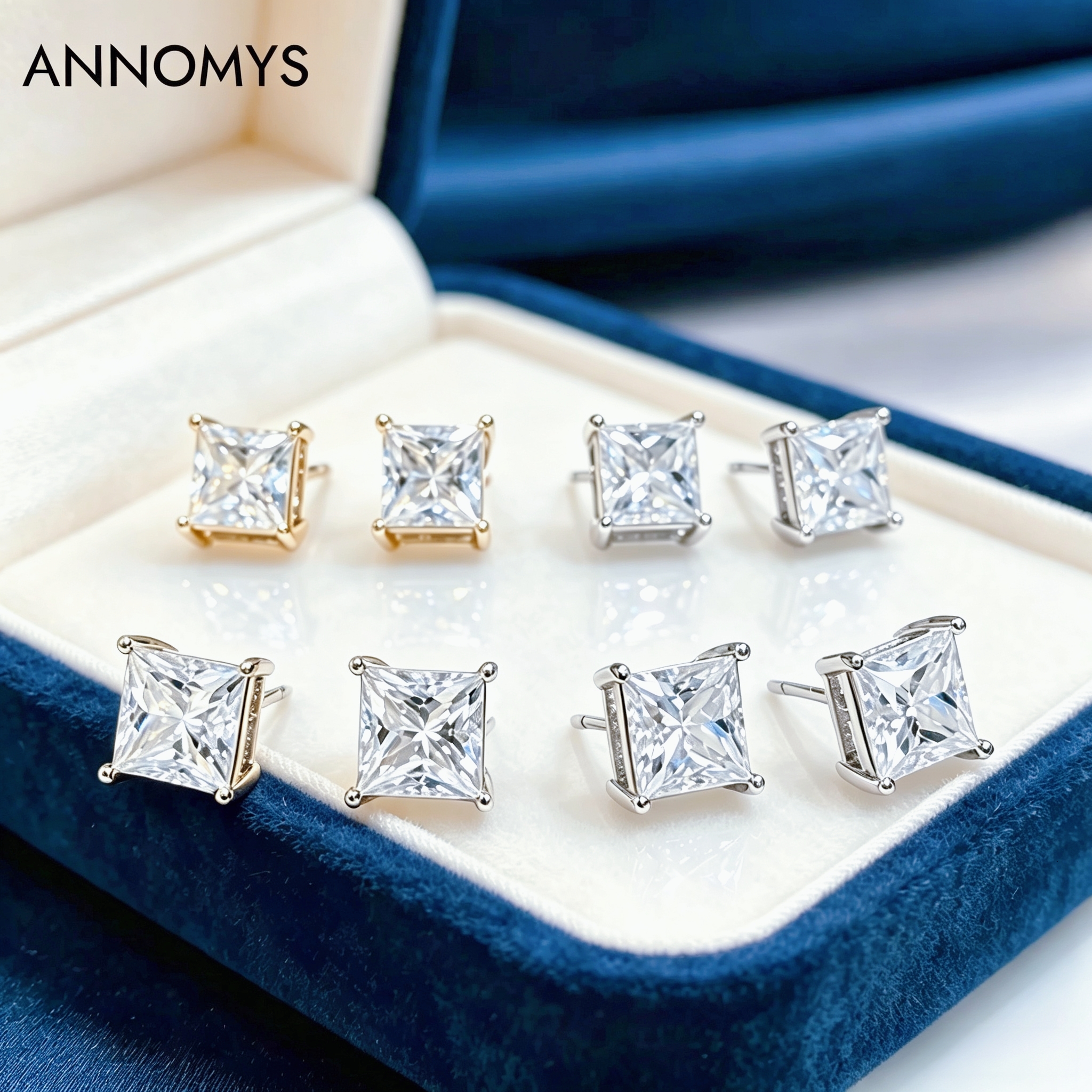 1CT 2CT Princess Cut Stud Earrings for Women S925 Silver with Moissanite diamond Princess Shape GRA Certificate Fine Jewelry - view 7
