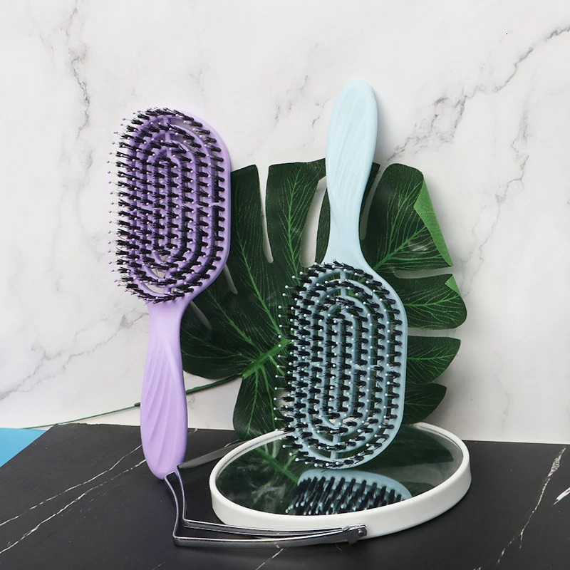 Hair Brush Boar Bristle Massage Comb -static Hair Scalp Styling Detangling Hollow Out Nylon Teeth Comb Air Bag Comb 261027 - view 4