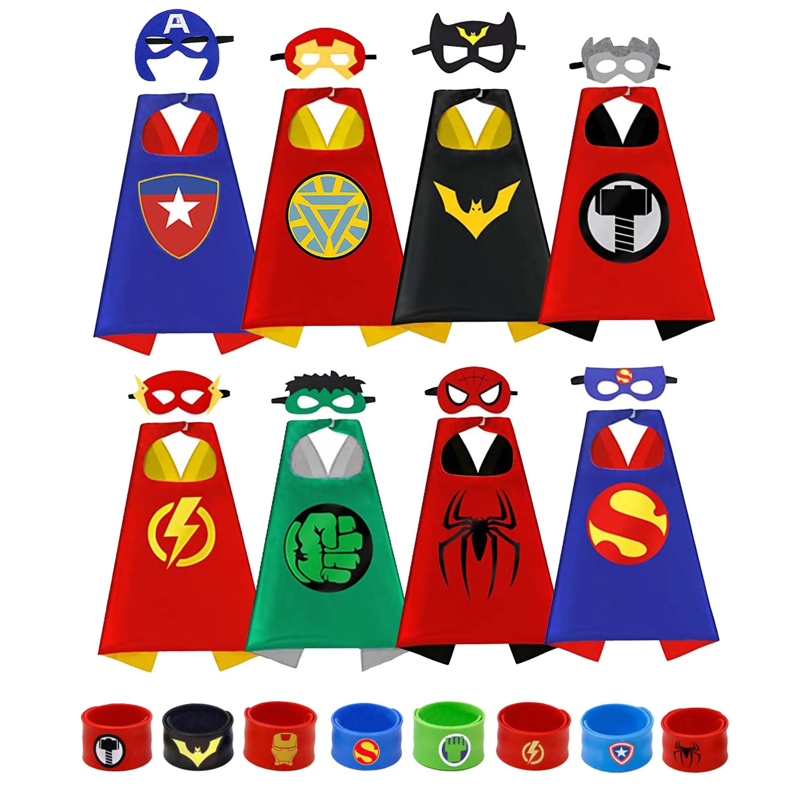 8 sets Superhero Capes for Cool Halloween Christmas Costume Cosplay Festival Party Supplies Favors Dress Up for boys girls 261027