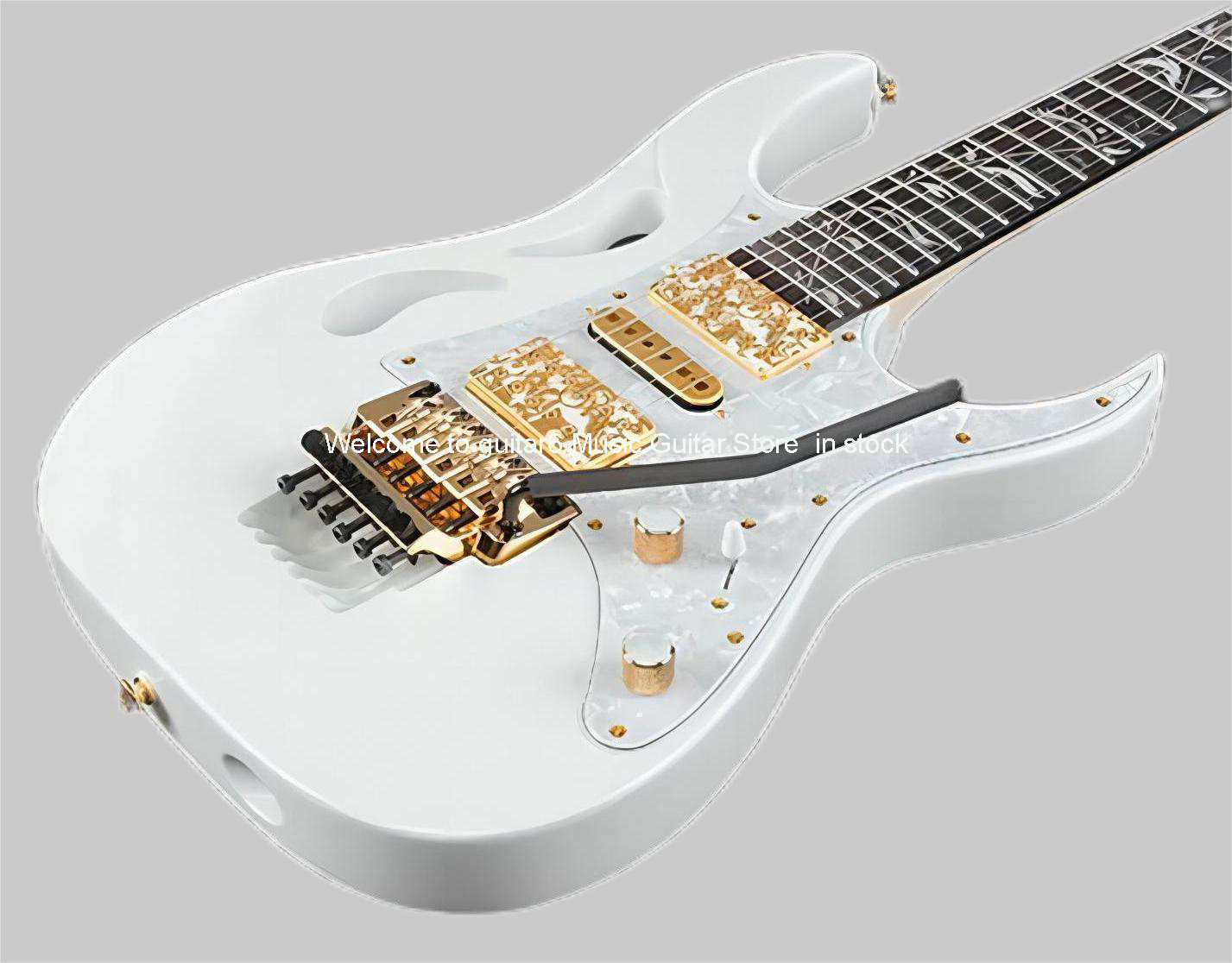 Rhxflame Monkey Grip 7V White Vai Pia Electric Guitar Abalone Tree of Life Inlay Floyd Ro 258