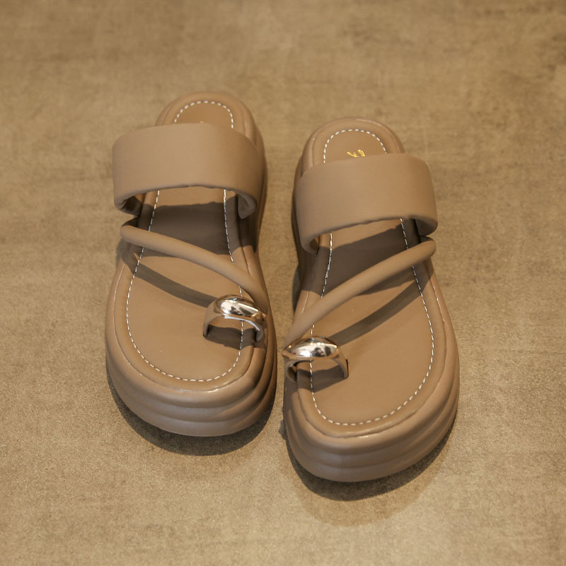 Summer Toe Ring 2024 Women Platform Design Slides Fashion Ladies Shoes Casual Slipper Indoor Non-slip Slippers