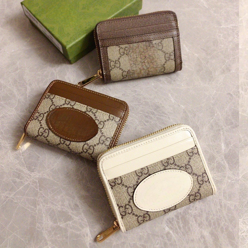 10A quality ladies change money imported from Italy cowhide card bag brown clutch bag horseshoe buckle envelope bag