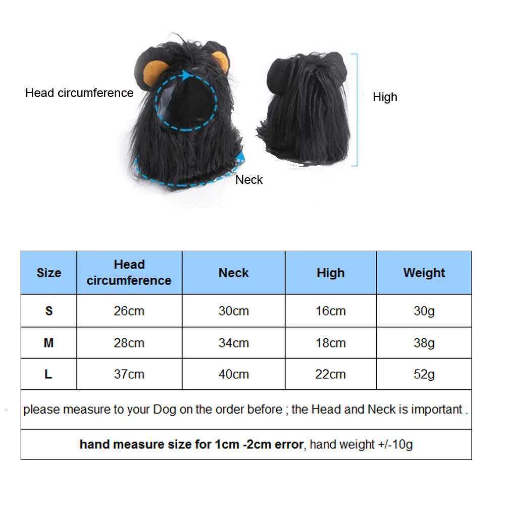 Dog Costume Headgear Long Hair Lion Mane Wig Dogs Cat Funny Cosplay For Costumes Halloween Christmas Pet Hat