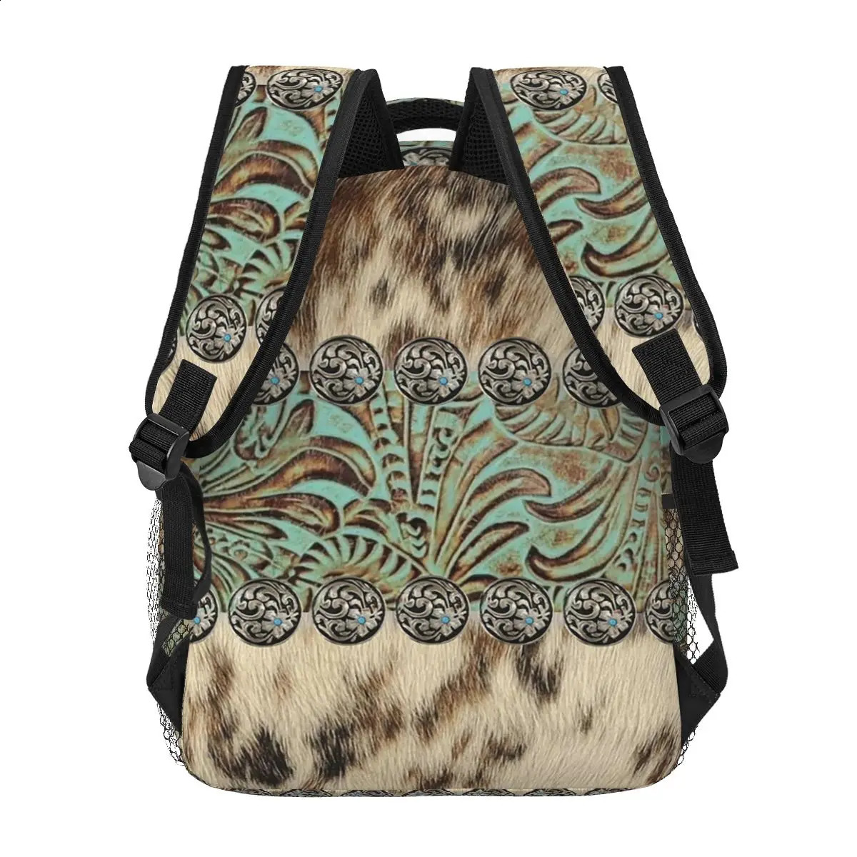 Rustic Brown Beige Teal Western Country Cowboy Fashion Backpacks Bookbag Children School Bags Travel Rucksack Shoulder Bag