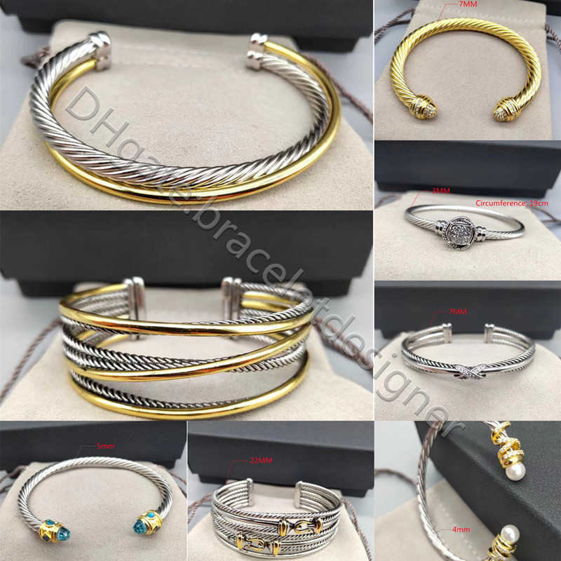 gold bracelets luxury bangle designer jewelry woman cuff bracelet Cable Fashion Gem Round Head Separation Buckle 925 Sterling Silver 18k Gold Plated Hoop