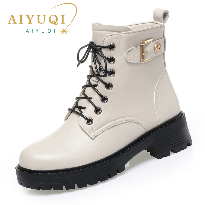 AIYUQI Women Ankle Boots Warm 2024 New Genuine Leather Women Snow Boots Natural Wool Ladies Winter Boots