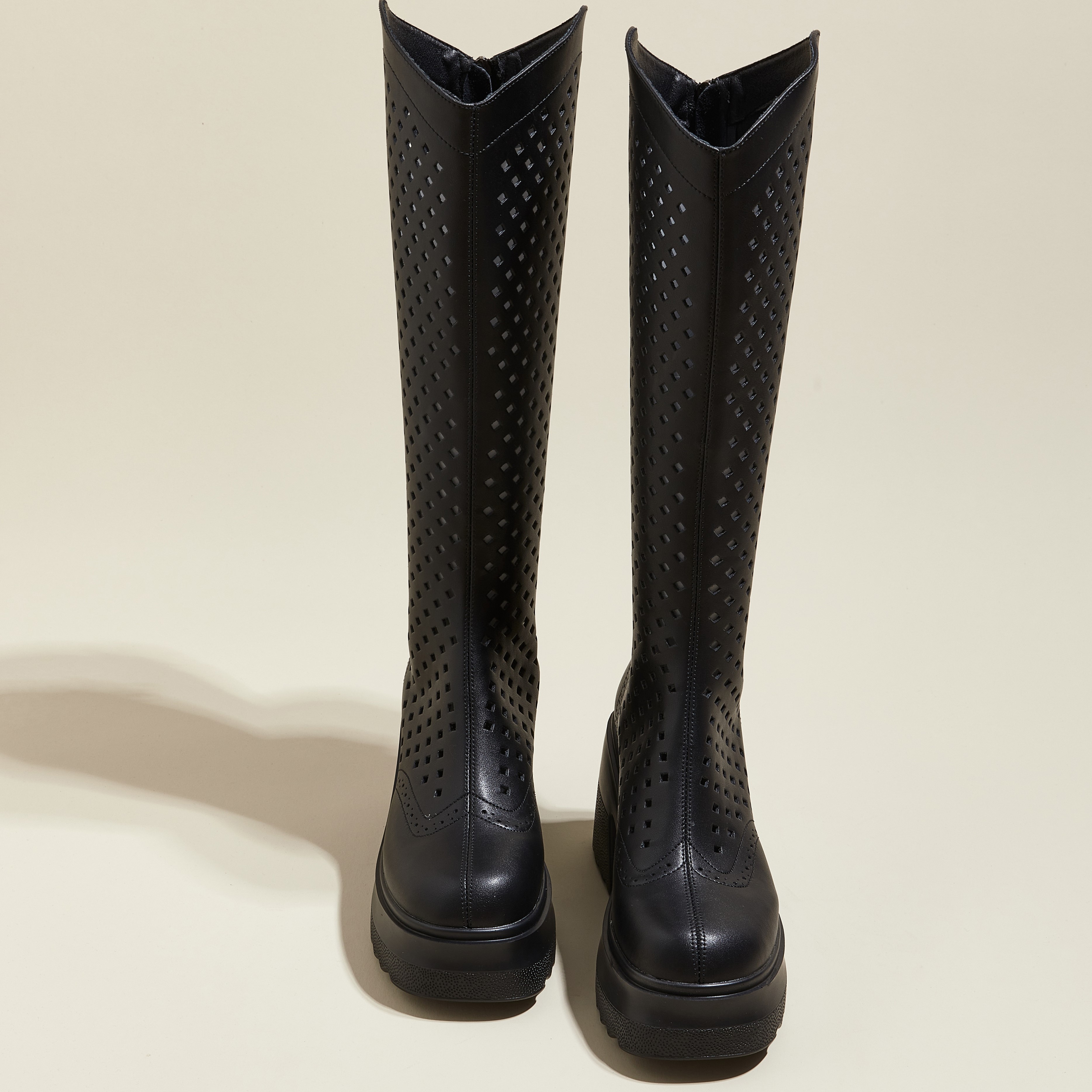 Mesh AIYUQI 2024 New Genuine Leather High Heeled Summer Platform Knight Boots Women d1e7