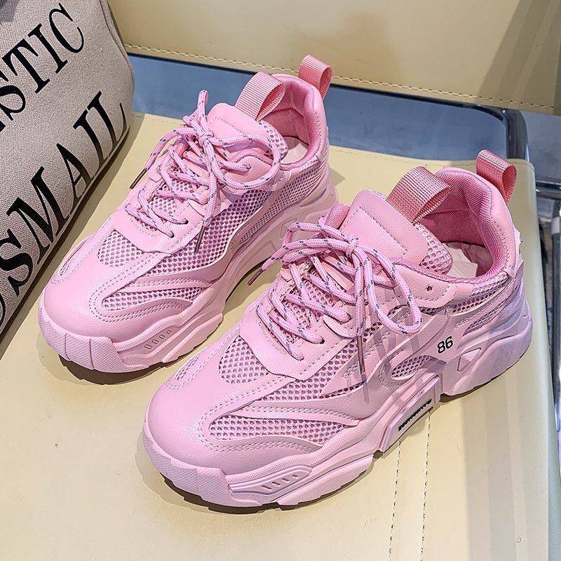Fashion White Chunky Sneakers Women Shoes Korean Yellow Sneakers Breathable Height Increased Non-slip Casuals Shoes Autumn