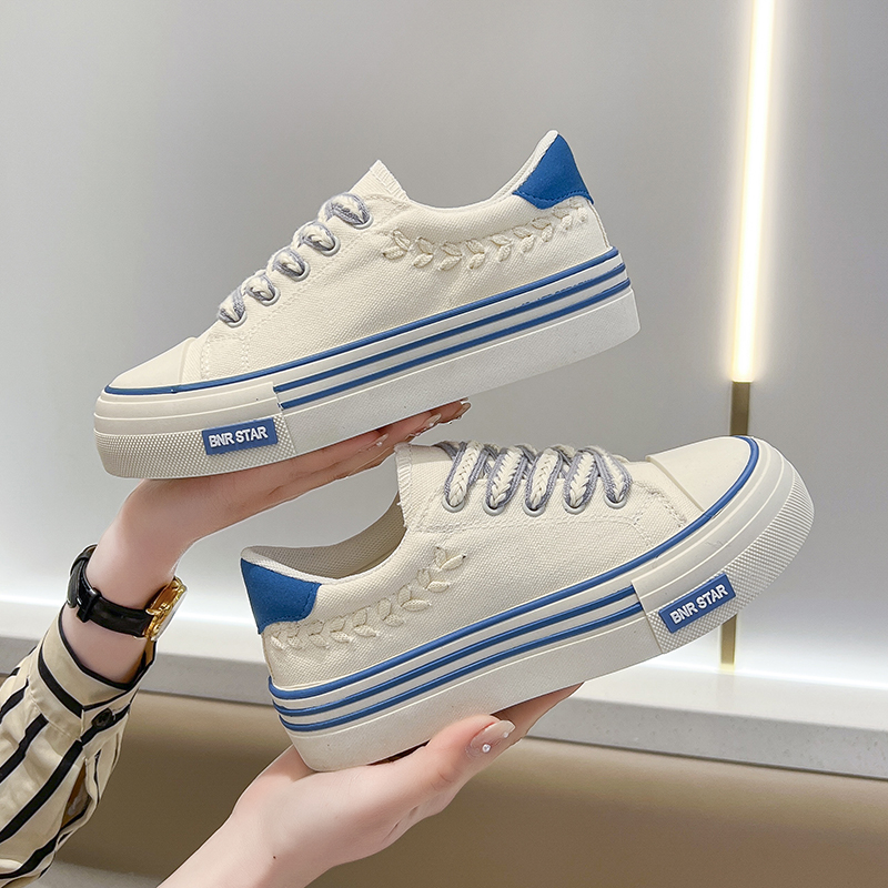 Women New Platform Canvas Shoes Height Increasing Chunky Sneakers youth girls Outdoor trainers Female Ladies Thick Sole Footwear 461f