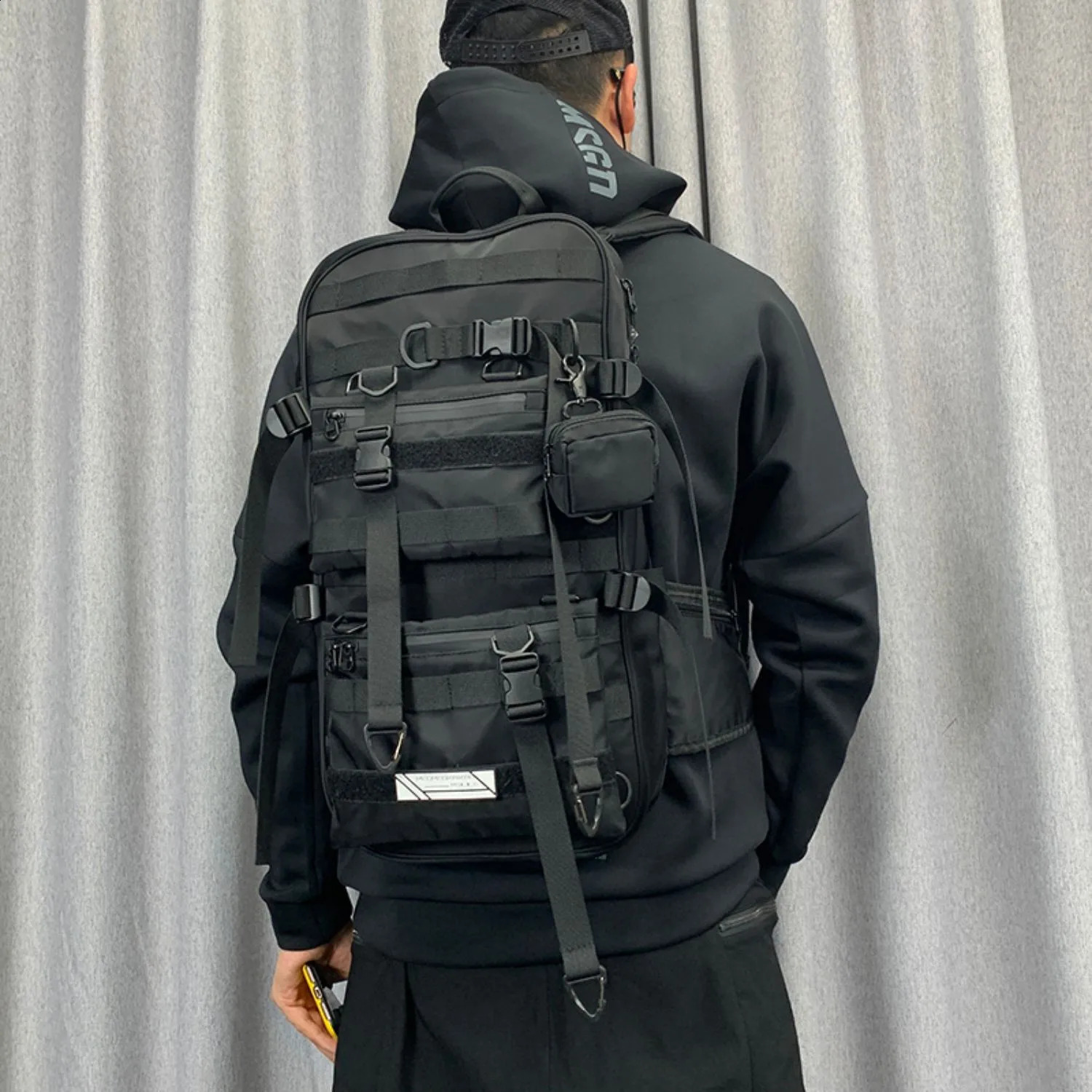2024 Tactical Techwear Detachable Combined Backpack Mens Hip Hop Punk Multifunction High-capacity Laptop Travel Bag Mochila