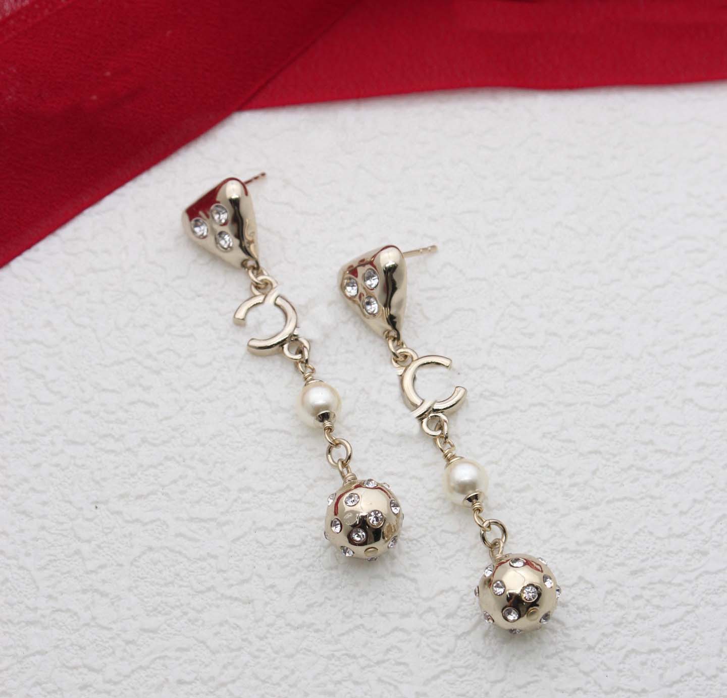 2024 Luxury quality charm choker long chain pendant necklace in 18k gold plated have stamp box diamond Drop earring PS6307