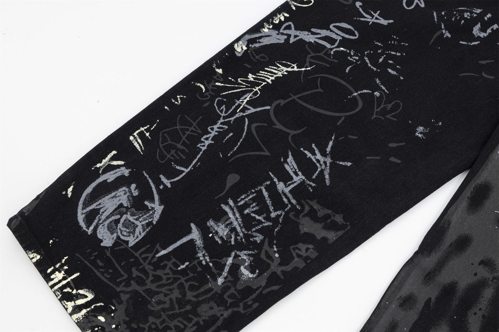 American Style Niche Paris Graffiti Jeans Trendy Style High Street Loose Wide Leg Pants for Men and Women