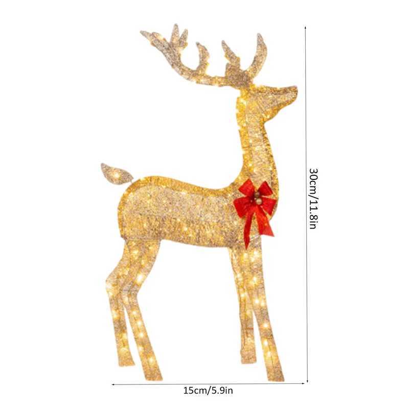Christmas Decorations Handmade iron art reindeer Christmas garden decoration and LED light emitting reindeer Christmas home outdoor courtyard decorati