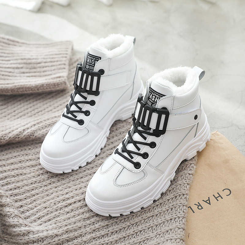 Winter Women Snow Boots 2021 New Fashion Style High-top Shoes Casual Waterproof Warm Woman Female High Quality White Black 666e