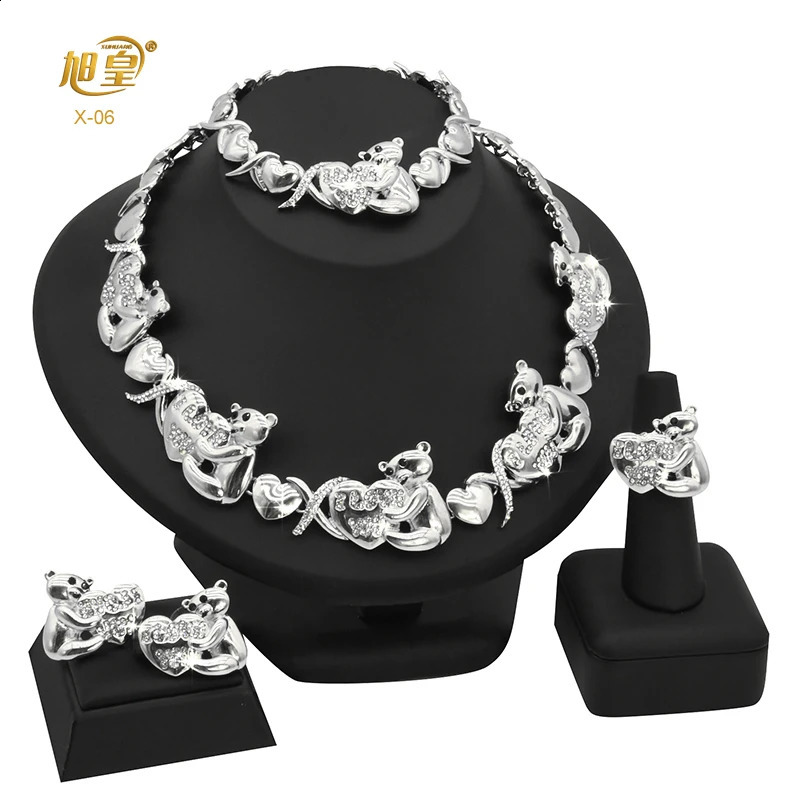 XUHUANG XOXO Necklace Jewelry Sets Nigerian Bridal Wedding Banquet Indian Arabic Charm Chokers Jewellery Gifts Wholesale 240826
