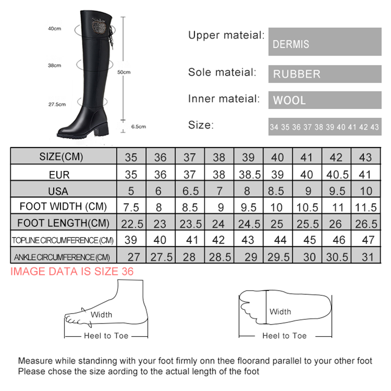 Women Thigh High Boots Genuine Leather 2024 New Winter Wool Warm Women Boots Large Size Over-the-knee Boots Women