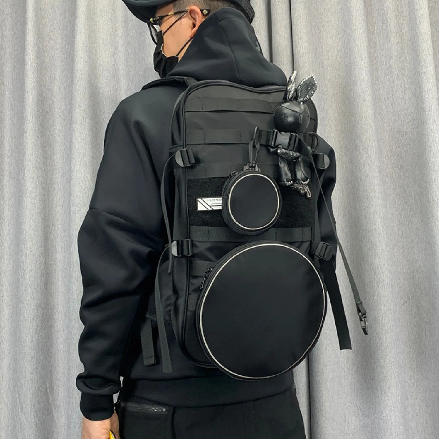 2024 Tactical Techwear Detachable Combined Backpack Mens Hip Hop Punk Multifunction High-capacity Laptop Travel Bag Mochila