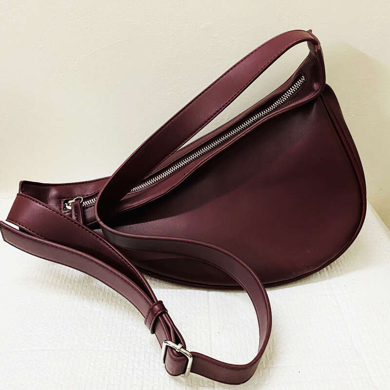 Vintage Bags: Chic Half Moon Shoulder Bag - Retro Style PU Leather Handbag, Adjustable Strap, Lightweight For Daily Use, Women's Designer Purses