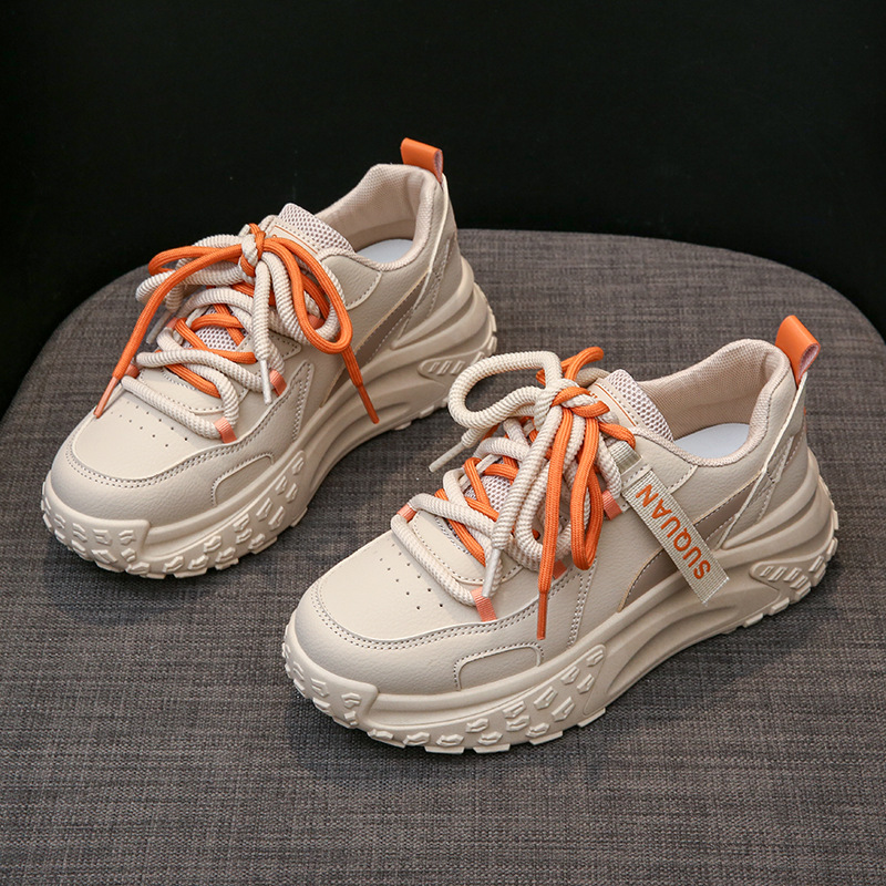 Women's thick soled height increasing versatile casual sports board shoes