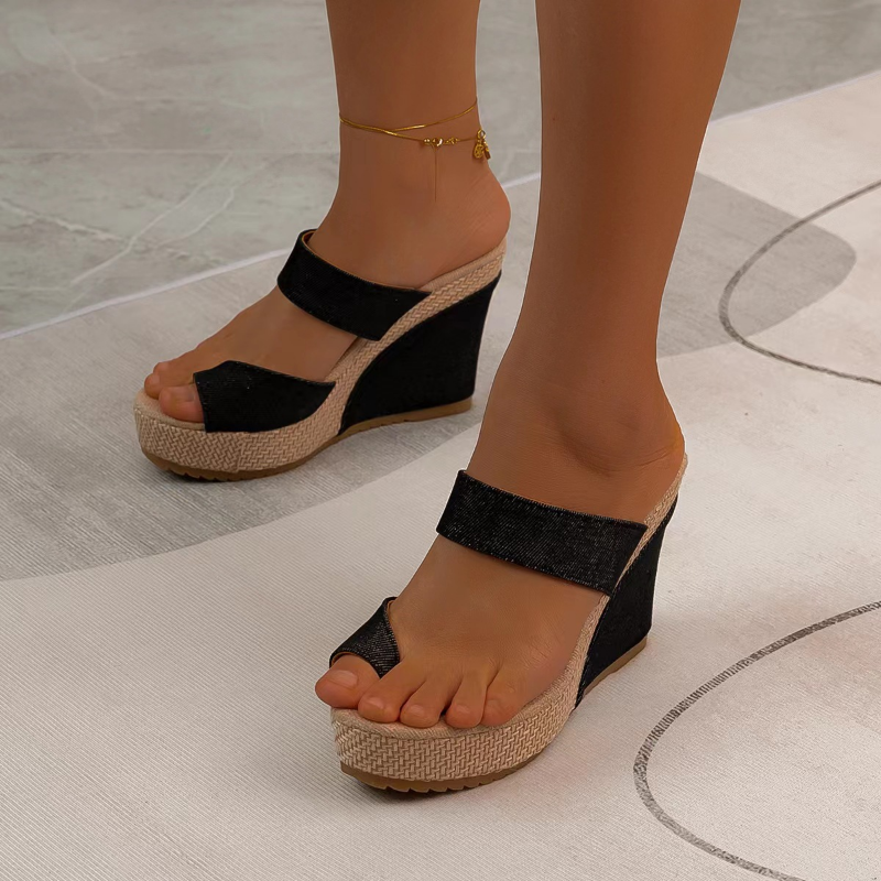 Sandals High-Heeled Wedges Platform Women Slip On Shoes Slides Casual Non-Slip Thick Sole New Slippers Quality B84a N- Pers