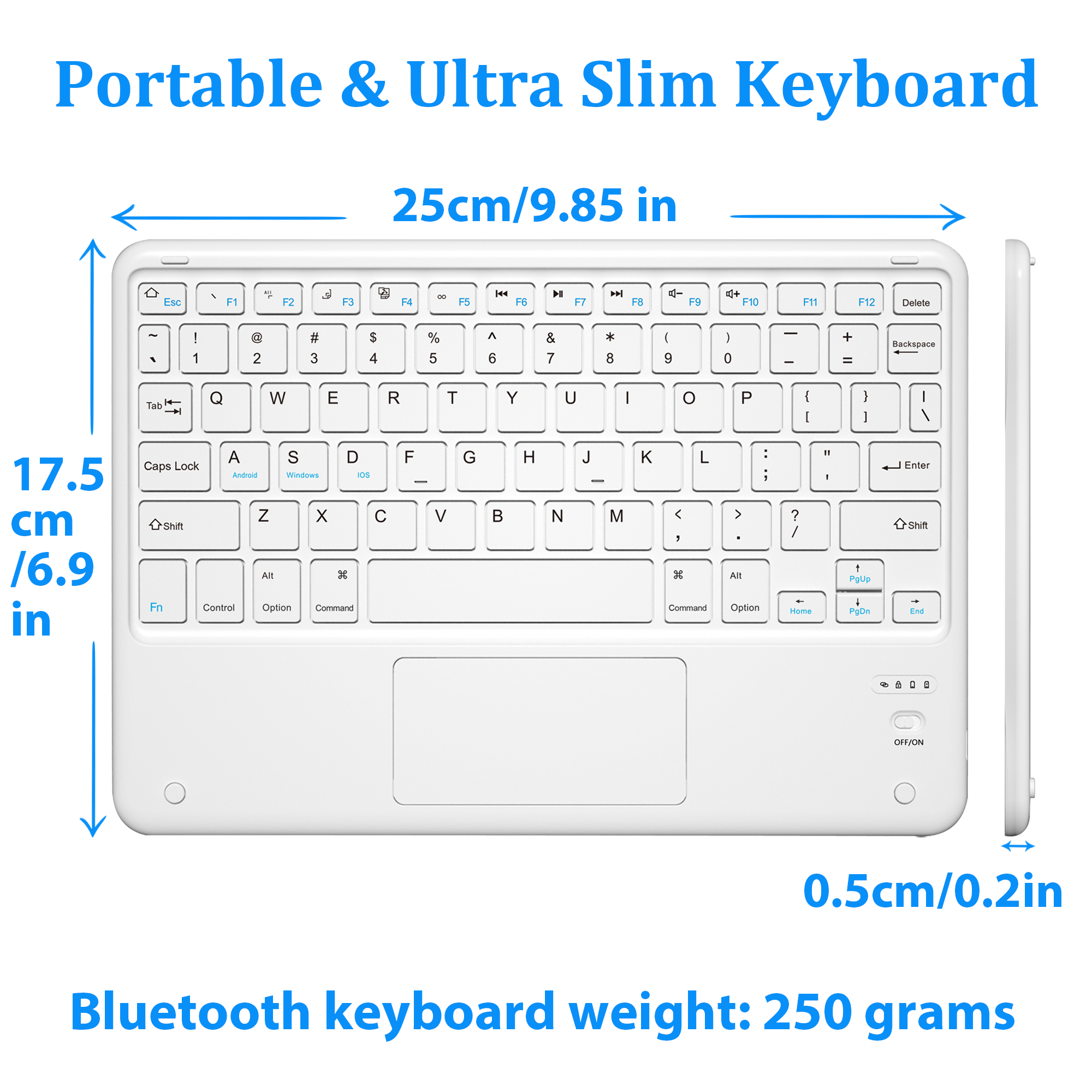 Bluetooth Keyboard Mini Wireless Touch Keyboard with 7 Colors Backlit Rechargeable Compatible with Android/iOS/Windows Universal Tablet Keyboard for i