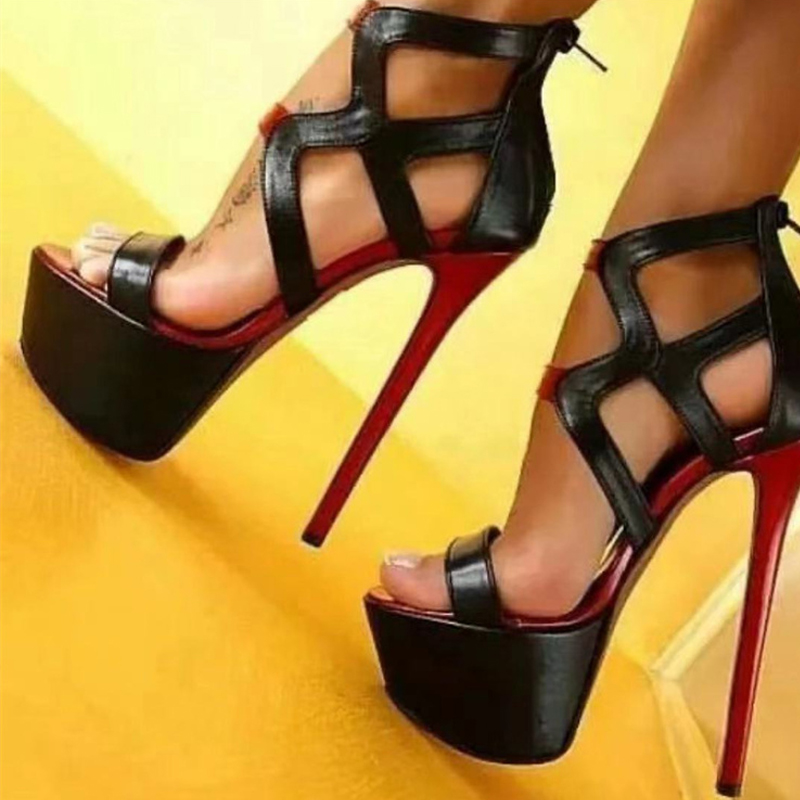Sexy Liyke Peep Toe Extreme High Heels Women Sandals Party Wedding Banquet Stiletto Shoes Fashion New Zip Cover Strap Platform Pumps ecc5