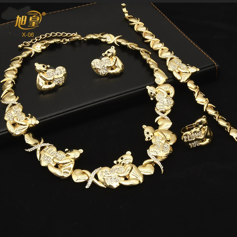 XUHUANG XOXO Necklace Jewelry Sets Nigerian Bridal Wedding Banquet Indian Arabic Charm Chokers Jewellery Gifts Wholesale 240826