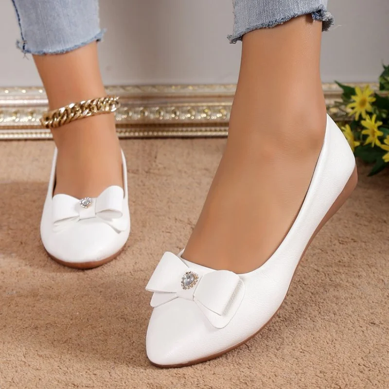Women Casual Flats Shoes New Bow Elegant Walking Shoes Spring Designer Brand Retro Dress Soft Sole Shoes Zapatillas Mujer