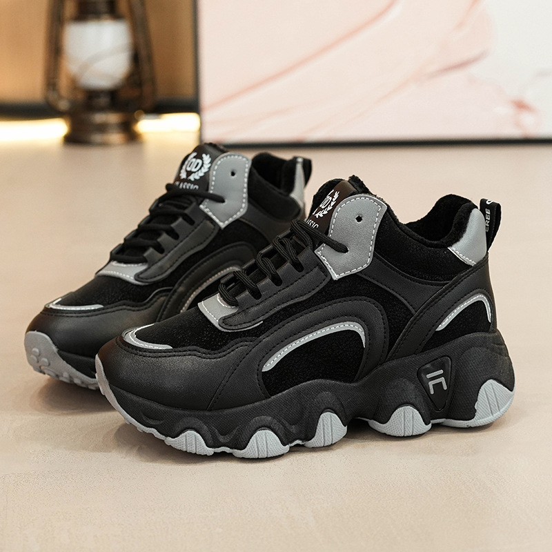 Women's winter thick soled height increasing fashionable anti slip casual shoes