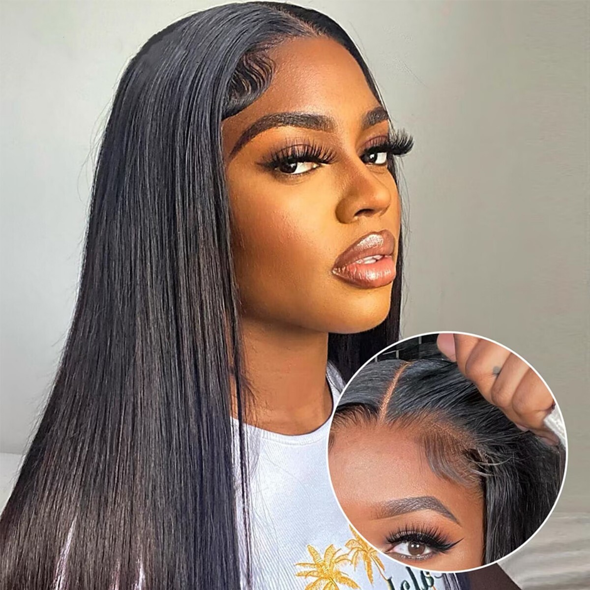 Alipearl Glueless Cut Ready Go Human Hair Straight 4X7 And 5X7 Pre Pluck Guleless Closure Wig