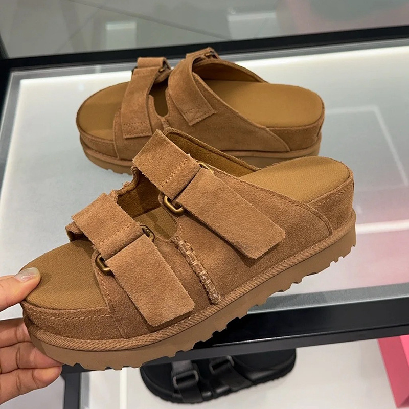 Thick New Sole slippers Women Genuine Leather Cross Strap Holiday Beach Shoes Female Casual Flat Sandalias Summer Sandals Woman 8f5