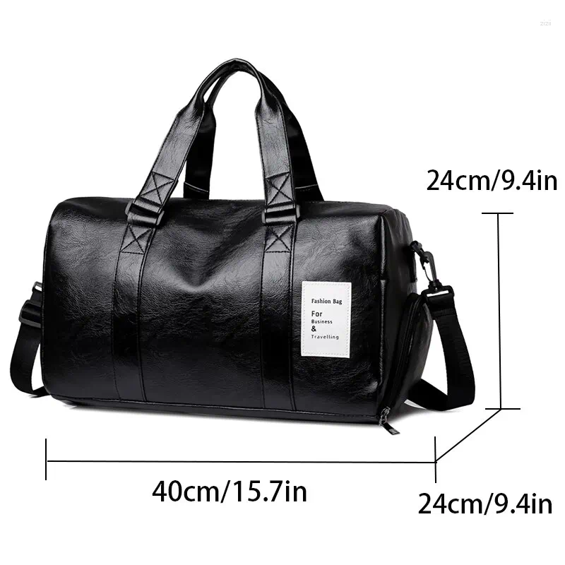 Duffel Bags Retro Short Travel Bag Sports Biker Training PU Waterproof Fiess