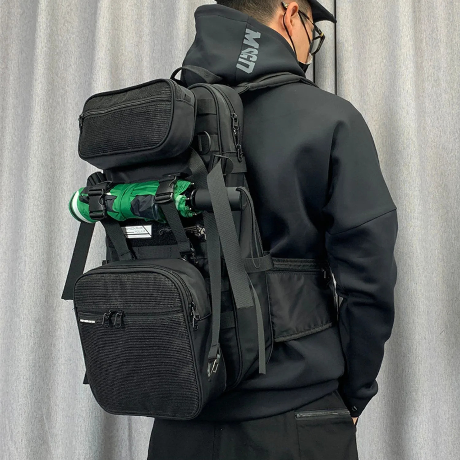 2024 Tactical Techwear Detachable Combined Backpack Mens Hip Hop Punk Multifunction High-capacity Laptop Travel Bag Mochila