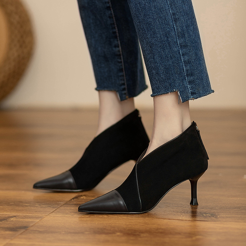 Women's autumn and winter pointed thin heel and ankle boots fashion boots high heels