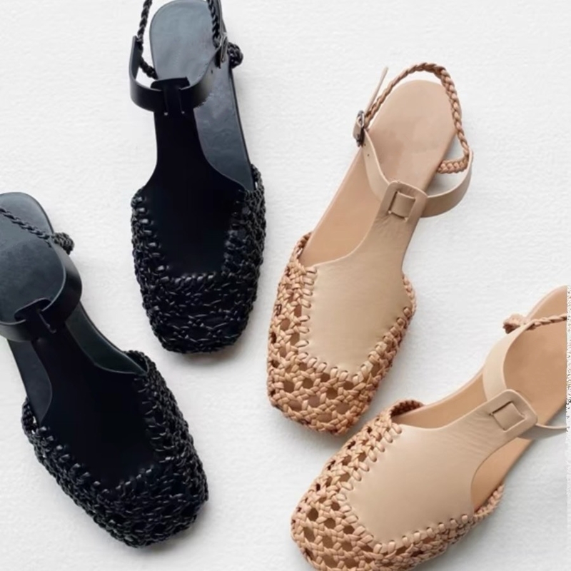 Women's AIYUQI Summer 2025 New Vintage Flat Mary-jane Shoes Fisherman Weave Roman Sandals Women dh1102963094