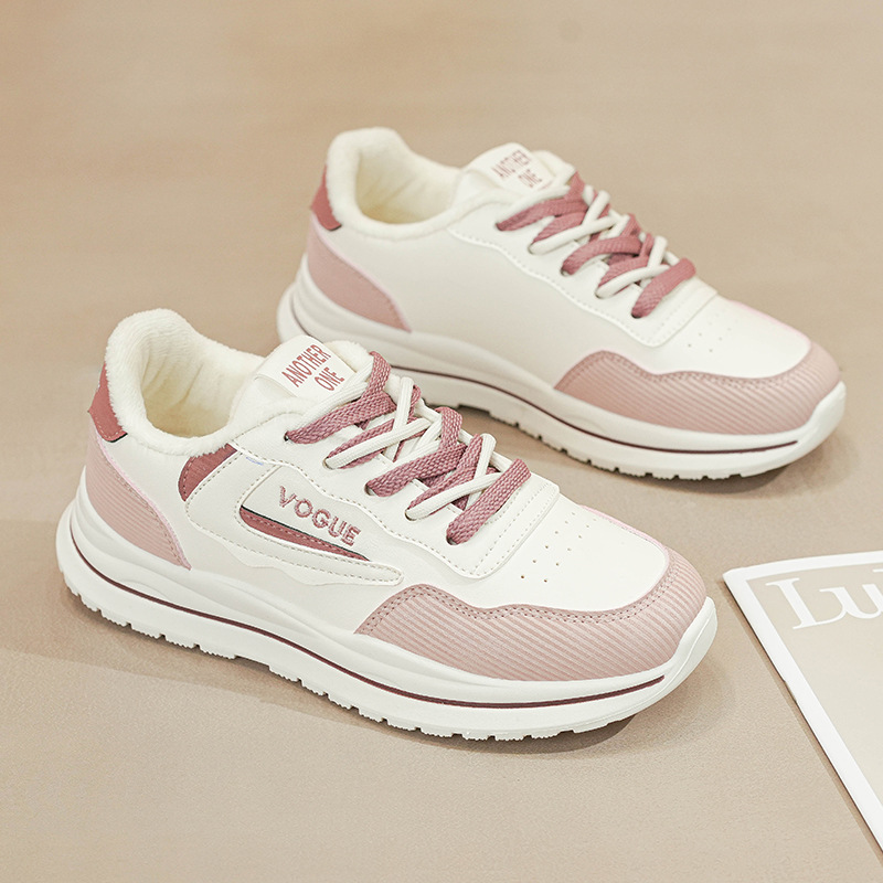 Women's warm and plush casual shoes low cut shoes fashionable sports board shoes