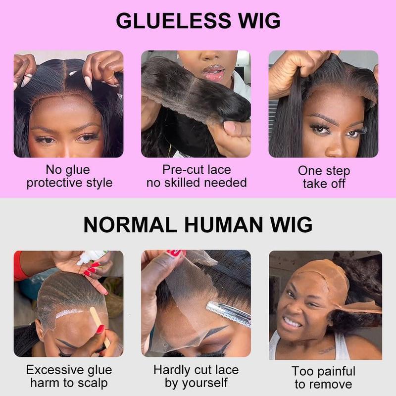 Alipearl Glueless Cut Ready Go Human Hair Straight 4X7 And 5X7 Pre Pluck Guleless Closure Wig