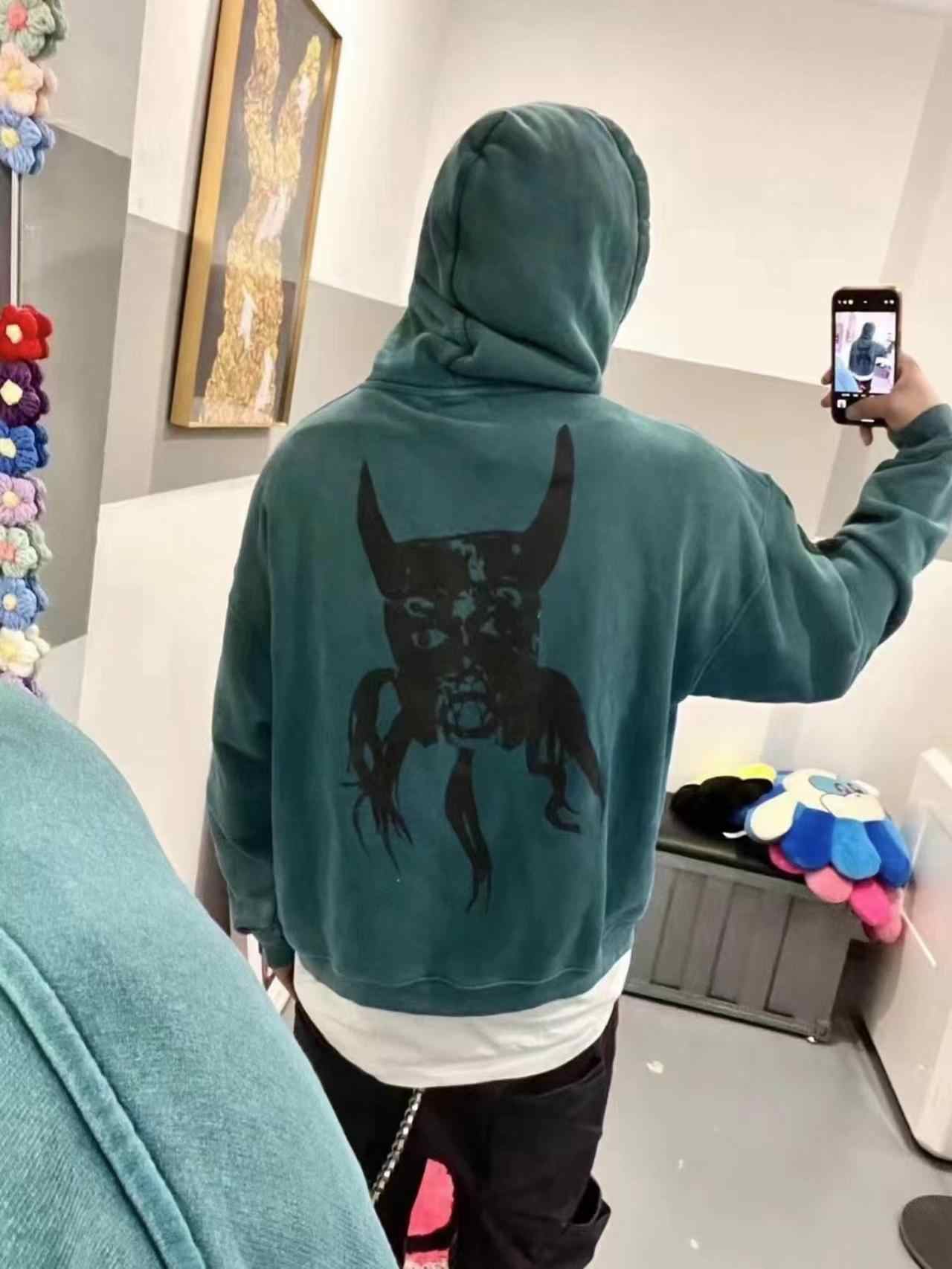 High Street Letter Vintage Hooded Hoodies Men and Women Pullover Casual Loose Autumn Winter Sweatshirts