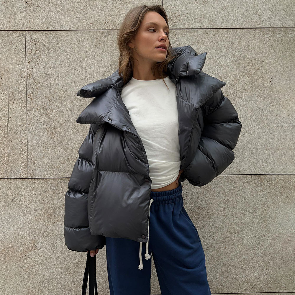 Winter Womens Breadms Cotton Coat Womens Trendy Style Personalized Street Short Hooded Cotton Jacket